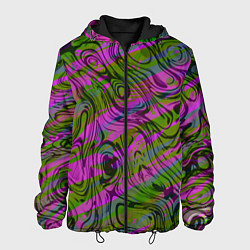 Куртка с капюшоном мужская Фиолетовые узоры, цвет: 3D-черный