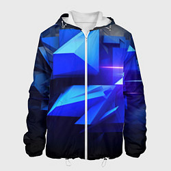 Куртка с капюшоном мужская Black blue background abstract, цвет: 3D-белый