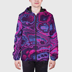 Куртка с капюшоном мужская Абстрактный разноцветный узор, цвет: 3D-черный — фото 2