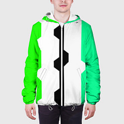 Куртка с капюшоном мужская Техно линии зелёный, цвет: 3D-белый — фото 2