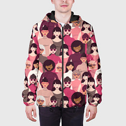 Куртка с капюшоном мужская Гламурные девушки, цвет: 3D-черный — фото 2