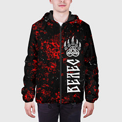 Куртка с капюшоном мужская Символ печать велеса - русь, цвет: 3D-черный — фото 2