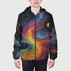 Куртка с капюшоном мужская Звездный вихрь абстрактная живопись, цвет: 3D-черный — фото 2