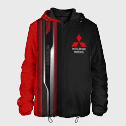 Куртка с капюшоном мужская Mitsubishi - carbon style, цвет: 3D-черный