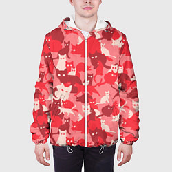 Куртка с капюшоном мужская Розовый кошачий комуфляж, цвет: 3D-белый — фото 2