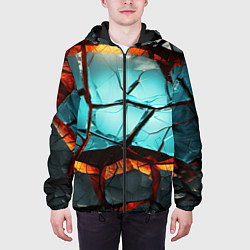 Куртка с капюшоном мужская Абстрактные камни разломленные, цвет: 3D-черный — фото 2