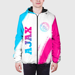 Куртка с капюшоном мужская Ajax neon gradient style вертикально, цвет: 3D-черный — фото 2