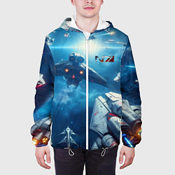 Куртка с капюшоном мужская Mass Effect - space neon, цвет: 3D-белый — фото 2
