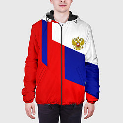 Куртка с капюшоном мужская Россия геометрия спортивная, цвет: 3D-черный — фото 2