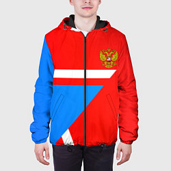 Куртка с капюшоном мужская Герб России звезда спорт, цвет: 3D-черный — фото 2