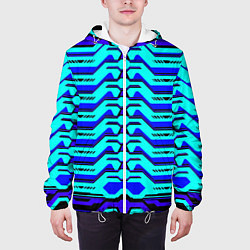 Куртка с капюшоном мужская Голубая киберпанк броня, цвет: 3D-белый — фото 2