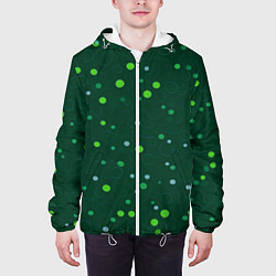 Куртка с капюшоном мужская Прикольный горошек зелёный, цвет: 3D-белый — фото 2