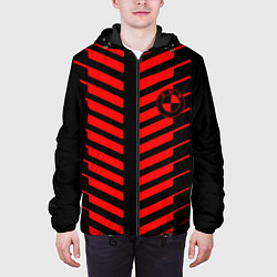 Куртка с капюшоном мужская BMW geometry sport red strupes, цвет: 3D-черный — фото 2