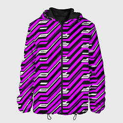 Куртка с капюшоном мужская Киберпанк узор фиолетовый и чёрный, цвет: 3D-черный