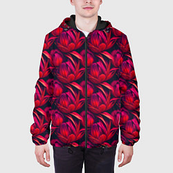 Куртка с капюшоном мужская Прекрасные цветы к празднику, цвет: 3D-черный — фото 2