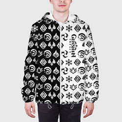 Куртка с капюшоном мужская Genshin Impact - black and white, цвет: 3D-белый — фото 2