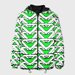 Куртка с капюшоном мужская Бело-зелёный узор, цвет: 3D-черный