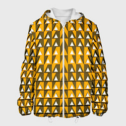 Куртка с капюшоном мужская Узор из треугольников жёлтый, цвет: 3D-белый