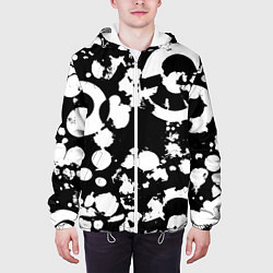 Куртка с капюшоном мужская Модная чб абстракция - нейросеть, цвет: 3D-белый — фото 2