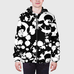 Куртка с капюшоном мужская Модная чб абстракция - нейросеть, цвет: 3D-черный — фото 2
