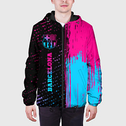 Куртка с капюшоном мужская Barcelona - neon gradient по-вертикали, цвет: 3D-черный — фото 2