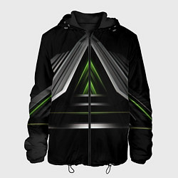 Куртка с капюшоном мужская Black green abstract nvidia style, цвет: 3D-черный