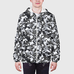 Куртка с капюшоном мужская Пиксельный камуфляж серого цвета, цвет: 3D-белый — фото 2