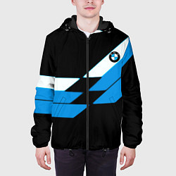 Куртка с капюшоном мужская BMW sport geometry blu, цвет: 3D-черный — фото 2