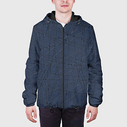 Куртка с капюшоном мужская Абстракция порезы стальной синий, цвет: 3D-черный — фото 2