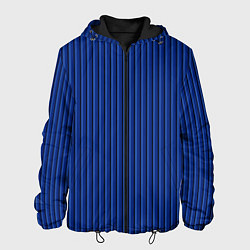 Куртка с капюшоном мужская Синий в вертикальную полоску, цвет: 3D-черный