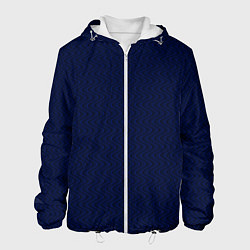 Куртка с капюшоном мужская Тёмно-синий волнистые линии, цвет: 3D-белый