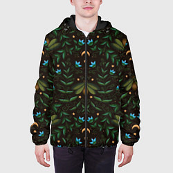 Куртка с капюшоном мужская Ночь, луна и мотыльки - паттерн, цвет: 3D-черный — фото 2