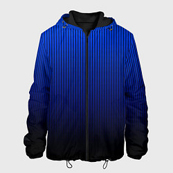 Куртка с капюшоном мужская Полосатый градиент сине-чёрный, цвет: 3D-черный