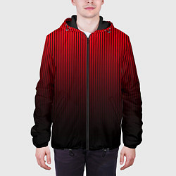 Куртка с капюшоном мужская Красно-чёрный градиент в полоску, цвет: 3D-черный — фото 2