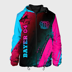 Куртка с капюшоном мужская Bayer 04 - neon gradient вертикально, цвет: 3D-черный