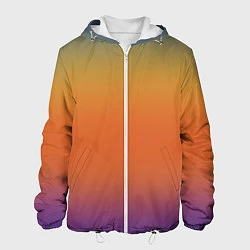 Куртка с капюшоном мужская Градиент цвета заката, цвет: 3D-белый
