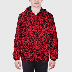 Куртка с капюшоном мужская Тёмно-красный паттерн пятнистый, цвет: 3D-черный — фото 2