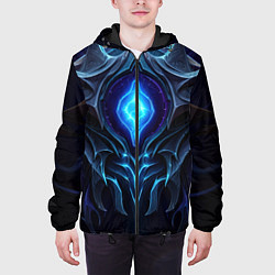 Куртка с капюшоном мужская Магическая синяя абстракция, цвет: 3D-черный — фото 2
