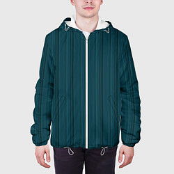 Куртка с капюшоном мужская Тёмный бирюзовый в полоску, цвет: 3D-белый — фото 2