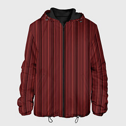Куртка с капюшоном мужская Тёмно-красный в полоску, цвет: 3D-черный