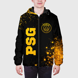 Куртка с капюшоном мужская PSG - gold gradient вертикально, цвет: 3D-черный — фото 2