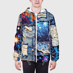 Куртка с капюшоном мужская Звездный небосвод - пэчворк, цвет: 3D-белый — фото 2