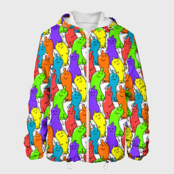 Куртка с капюшоном мужская Весёлые цветные презервативы, цвет: 3D-белый