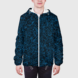 Куртка с капюшоном мужская Тёмный синий текстура, цвет: 3D-белый — фото 2