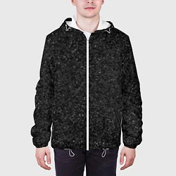 Куртка с капюшоном мужская Текстура мокрый асфальт тёмный серый, цвет: 3D-белый — фото 2