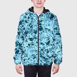 Куртка с капюшоном мужская Абстракция бирюзовый, цвет: 3D-черный — фото 2