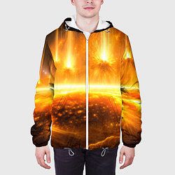 Куртка с капюшоном мужская Солнечная плазма вспышки, цвет: 3D-белый — фото 2