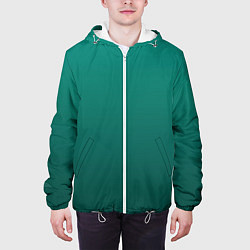 Куртка с капюшоном мужская Градиент нефритовый зелёный, цвет: 3D-белый — фото 2