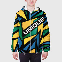 Куртка с капюшоном мужская Разноцветный геометрический узор - уникальный, цвет: 3D-белый — фото 2