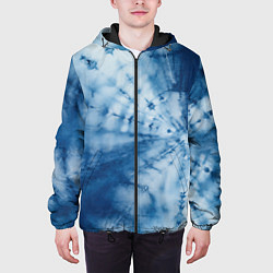 Куртка с капюшоном мужская Синяя абстракция паутина, цвет: 3D-черный — фото 2